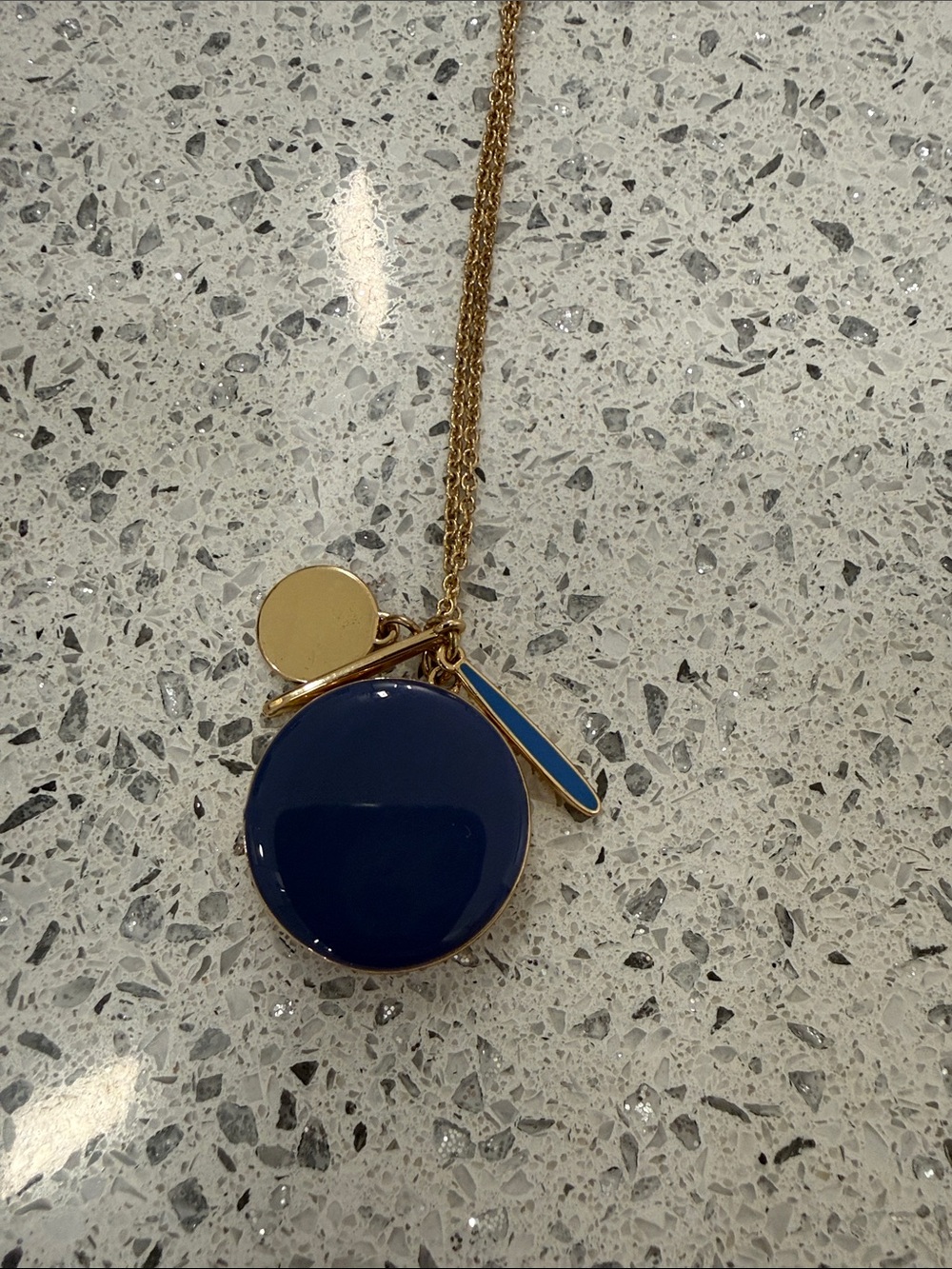 LOFT Gold-Tone Necklace Locket with Navy and Light Blue Enamel Charms